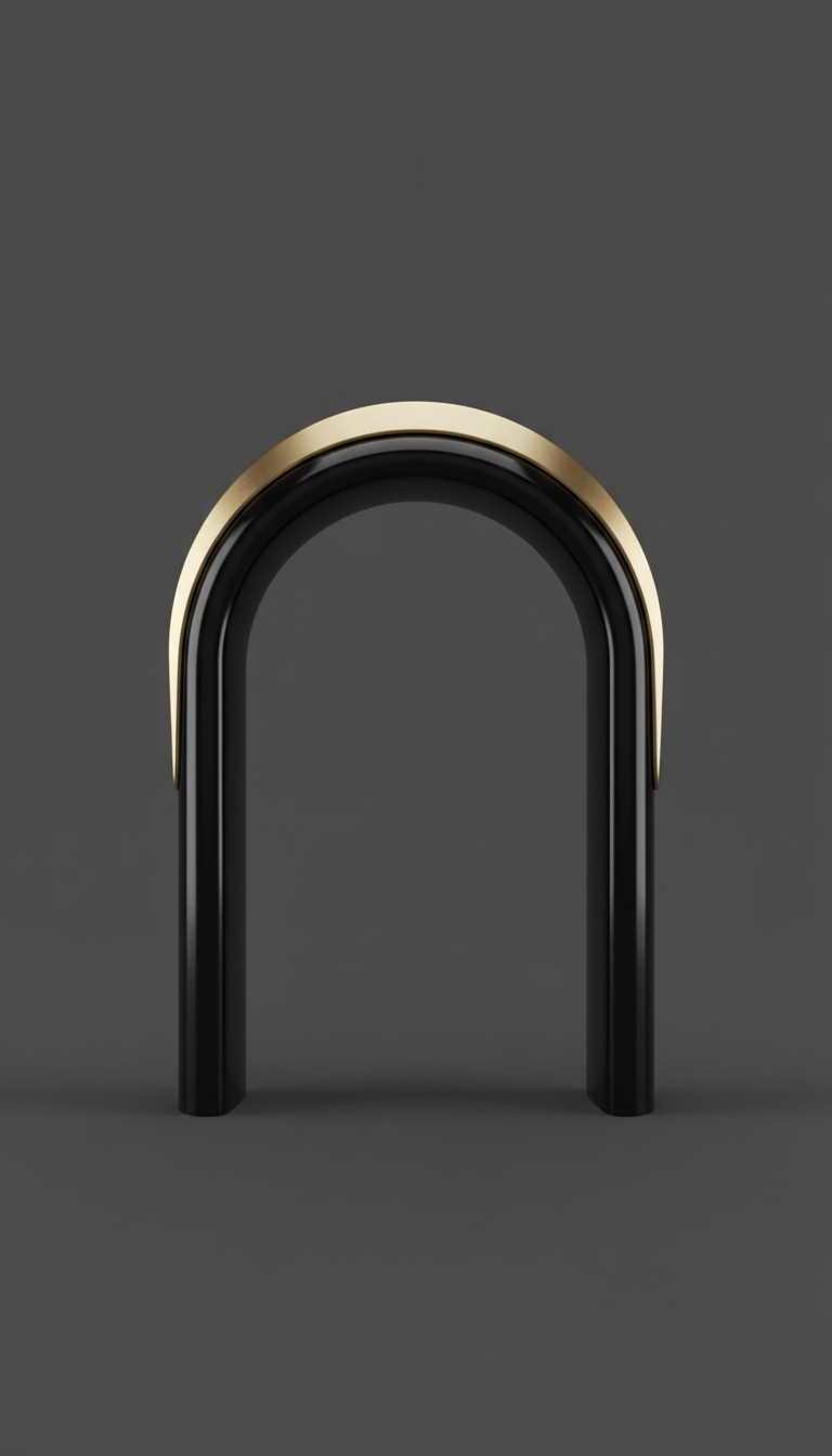 Arched obsidian vault with gold fin